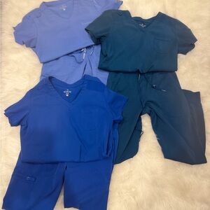 MED COUTURE SCRUBS! Light blue, Caribbean blue, colbat blue